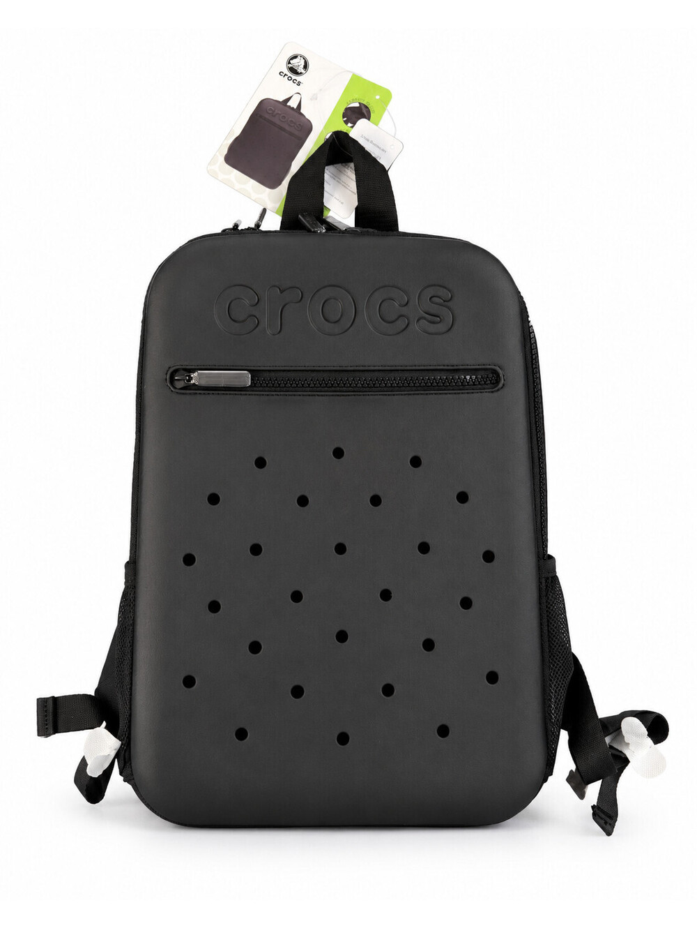 Crocs CZFB0037-001 Black Backpack Zip Key Leash Water Bottle Pockets NEW